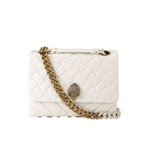 Kurt Geiger Large Kensington Cream Leather Τσάντα Ώμου