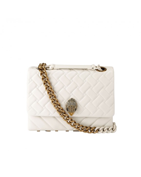 Kurt Geiger Large Kensington Cream Leather Τσάντα Ώμου