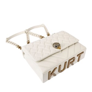 Kurt Geiger Large Kensington Cream Leather Τσάντα Ώμου