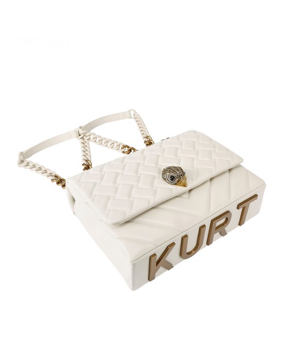 Kurt Geiger Large Kensington Cream Leather Τσάντα Ώμου