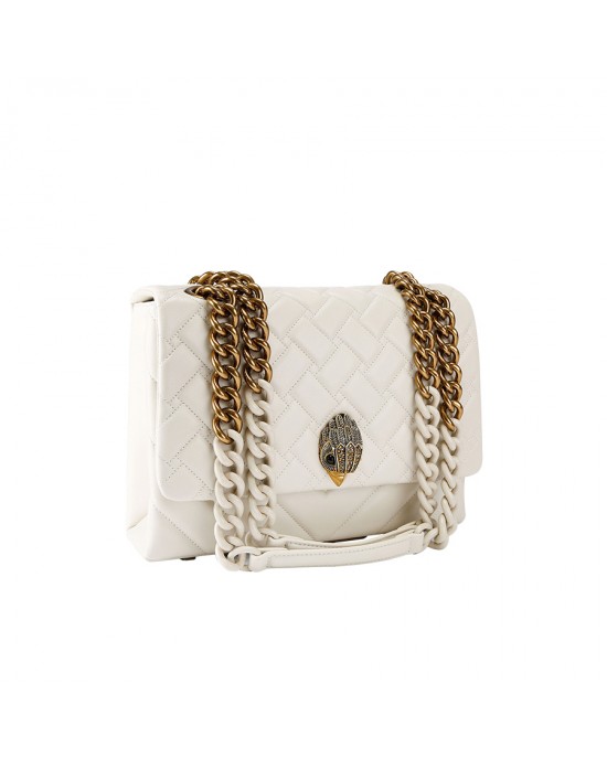 Kurt Geiger Large Kensington Cream Leather Τσάντα Ώμου