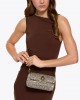 Pinko Oxford Mini Fabric Beige Houndstooth Τσάντα Ώμου