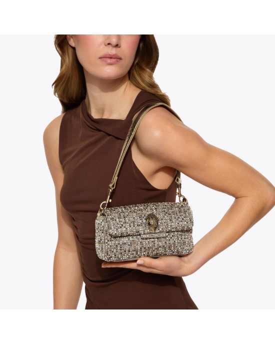 Pinko Oxford Mini Fabric Beige Houndstooth Τσάντα Ώμου
