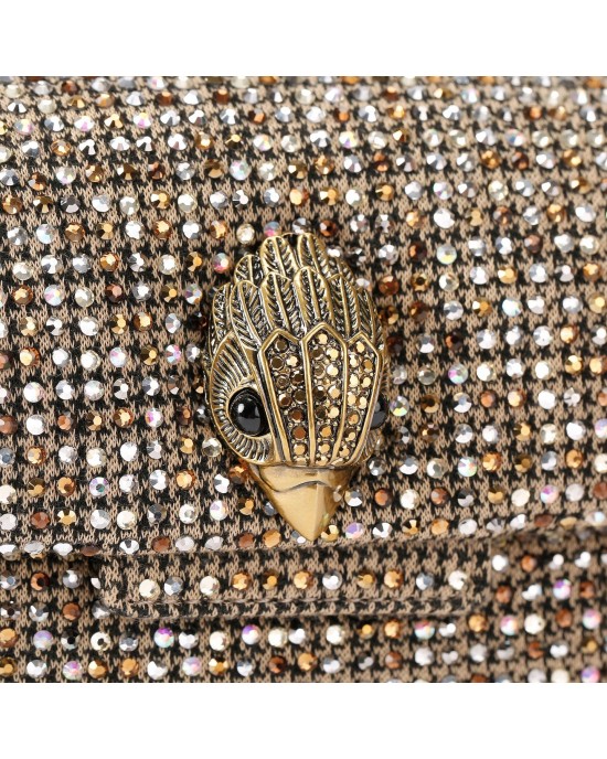 Pinko Oxford Mini Fabric Beige Houndstooth Τσάντα Ώμου