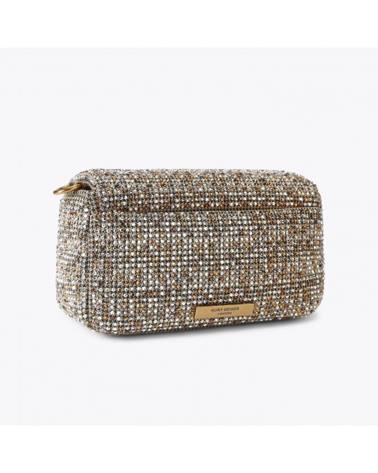 Pinko Oxford Mini Fabric Beige Houndstooth Τσάντα Ώμου