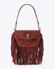 Kurt Geiger Oxford Glasto Fringe Wine Suede Τσάντα Ώμου