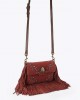 Kurt Geiger Oxford Glasto Fringe Wine Suede Τσάντα Ώμου