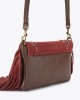 Kurt Geiger Oxford Glasto Fringe Wine Suede Τσάντα Ώμου