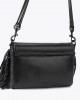 Kurt Geiger Oxford Glasto Fringe Black Leather Τσάντα Ώμου