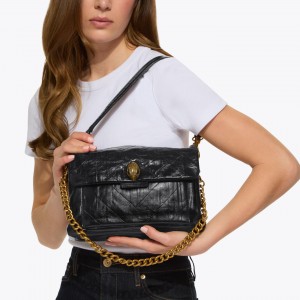 Kurt Geiger Celia Kensington XBody Leather Black Τσάντα Ώμου