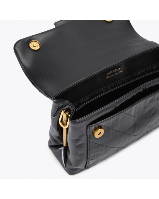 Kurt Geiger Celia Kensington XBody Leather Black Τσάντα Ώμου