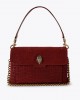Kurt Geiger Celia Wine Croc Embossed Suede Τσάντα Ώμου