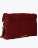 Kurt Geiger Celia Wine Croc Embossed Suede Τσάντα Ώμου