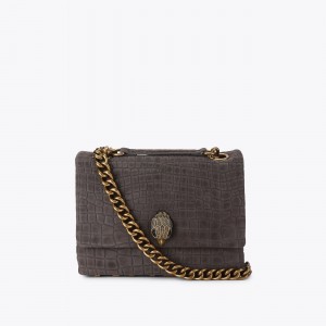 Kurt Geiger Large Kensington Dark Brown Croc Τσάντα Ώμου