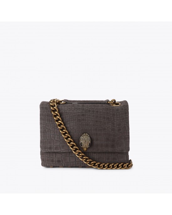 Kurt Geiger Large Kensington Dark Brown Croc Τσάντα Ώμου