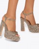 Kurt Geiger Chelsea Platform Peep Toe Beige Πέδιλα