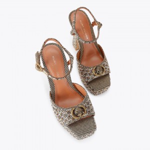 Kurt Geiger Chelsea Platform Peep Toe Beige Πέδιλα