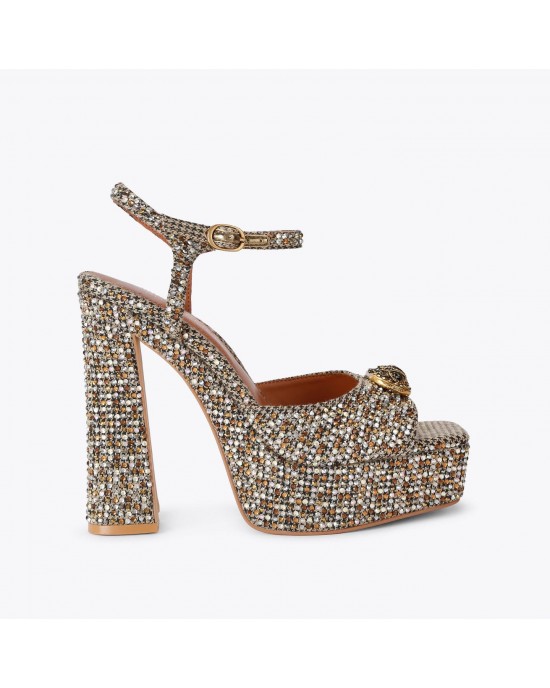 Kurt Geiger Chelsea Platform Peep Toe Beige Πέδιλα