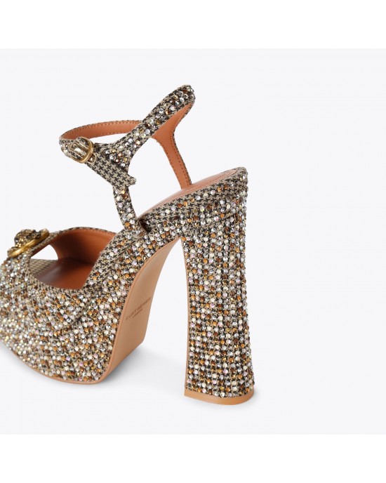 Kurt Geiger Chelsea Platform Peep Toe Beige Πέδιλα
