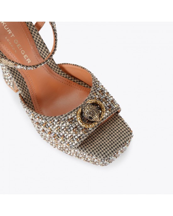 Kurt Geiger Chelsea Platform Peep Toe Beige Πέδιλα