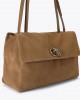Kurt Geiger Chelsea Large Slouch Flap Tan Suede Τσάντα Ώμου