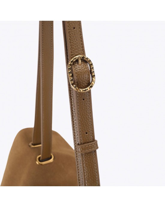 Kurt Geiger Chelsea Large Slouch Flap Tan Suede Τσάντα Ώμου