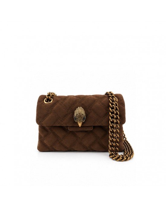 Kurt Geiger Leather Mini Kensington Brown Τσάντα Ώμου