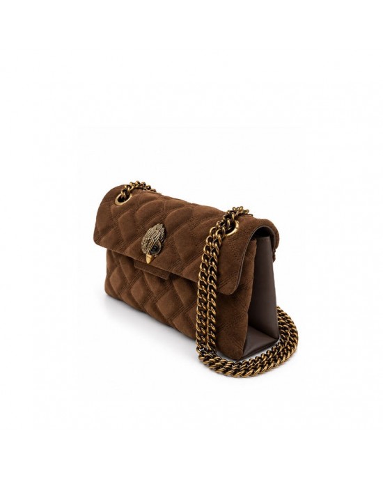 Kurt Geiger Leather Mini Kensington Brown Τσάντα Ώμου