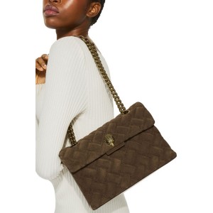 Kurt Geiger Kensington Brown Suede Τσάντα Ώμου