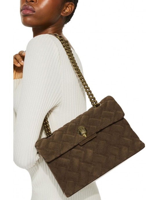 Kurt Geiger Kensington Brown Suede Τσάντα Ώμου