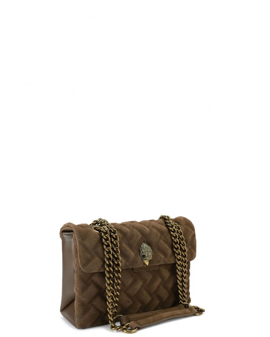 Kurt Geiger Kensington Brown Suede Τσάντα Ώμου
