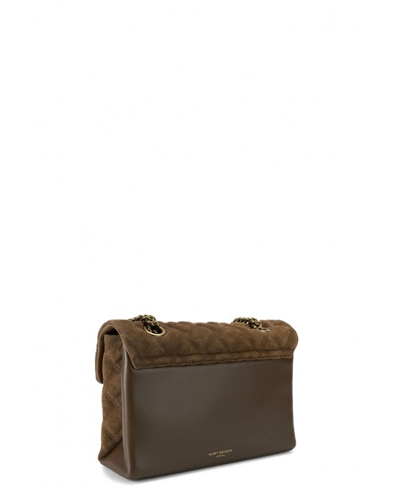 Kurt Geiger Kensington Brown Suede Τσάντα Ώμου