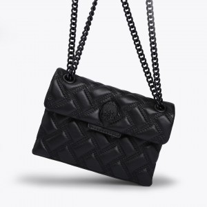 Kurt Geiger Mini Kensington Drench Black Leather Τσάντα