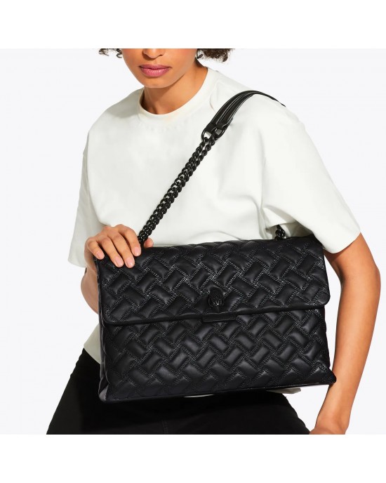 Kurt Geiger XXL Kensington Drench Black Leather Τσάντα Kurt Geiger XXL Kensington Drench Black Leather Τσάντα