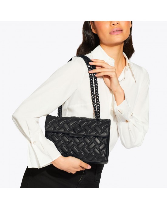 Kurt Geiger Kensington Drench Black Leather Τσάντα Ώμου