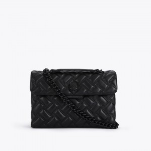 Kurt Geiger Kensington Drench Black Leather Τσάντα Ώμου