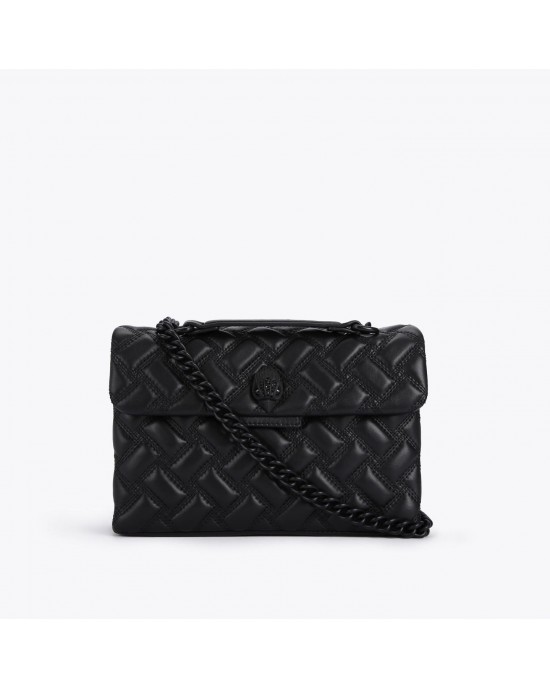 Kurt Geiger Kensington Drench Black Leather Τσάντα Ώμου