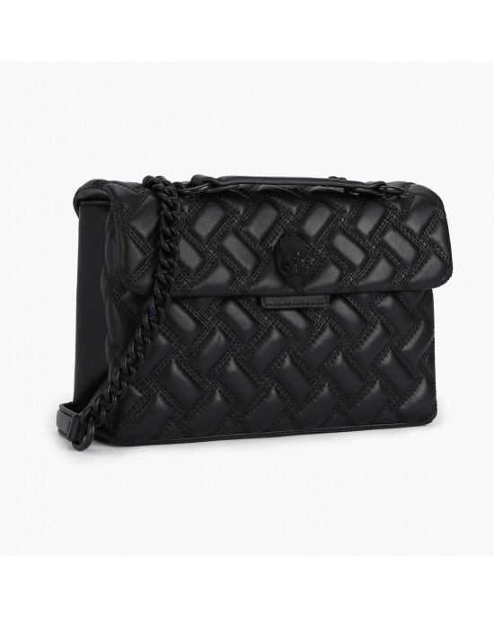Kurt Geiger Kensington Drench Black Leather Τσάντα Ώμου