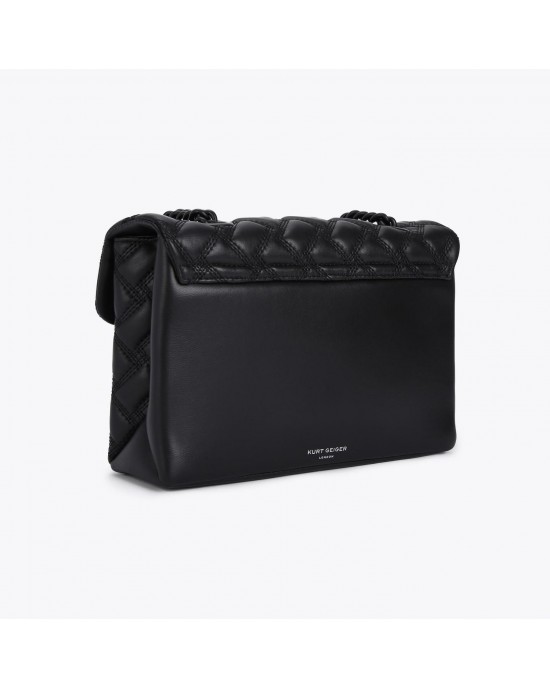Kurt Geiger Kensington Drench Black Leather Τσάντα Ώμου
