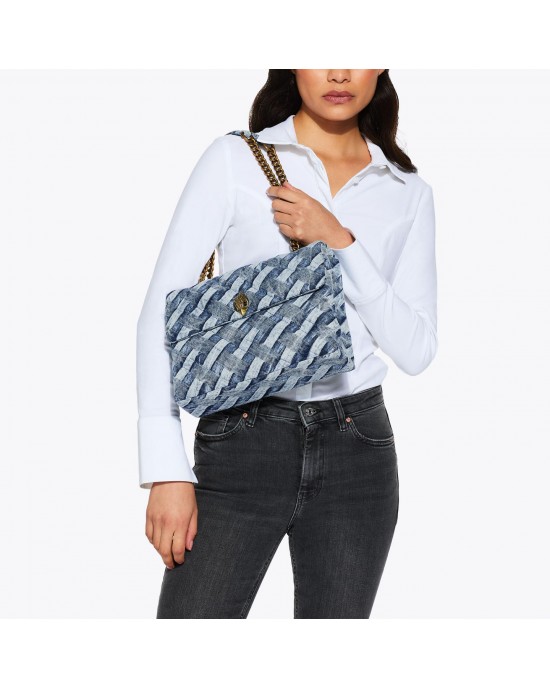 Kurt Geiger Denim Large Kensington Soft Blue Τσάντα Ώμου