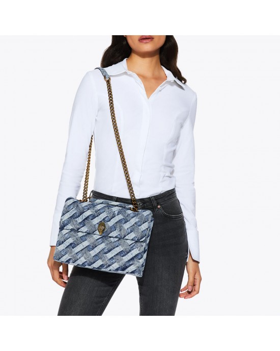 Kurt Geiger Denim Large Kensington Soft Blue Τσάντα Ώμου