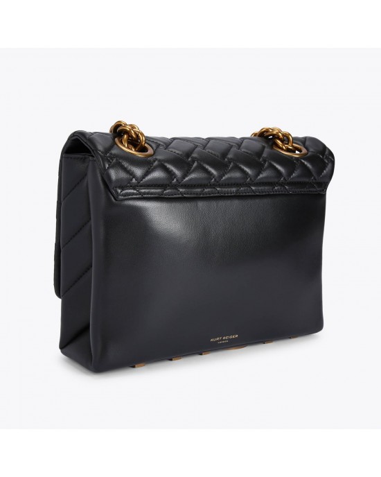 Kurt Geiger Kensington Large Black Leather Τσάντα Ώμου