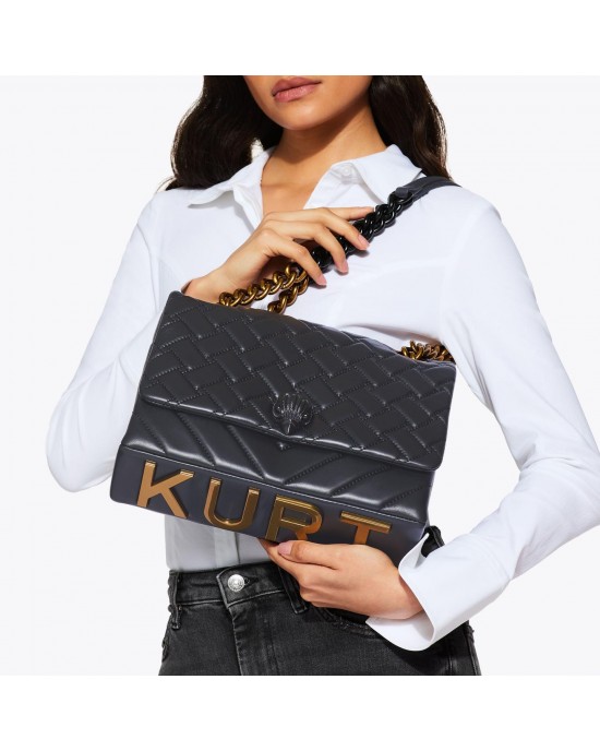 Kurt Geiger Large Kensington Kurt Black Leather Τσάντα Kurt Geiger Large Kensington Kurt Black Leather Τσάντα