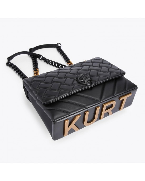Kurt Geiger Large Kensington Kurt Black Leather Τσάντα Kurt Geiger Large Kensington Kurt Black Leather Τσάντα