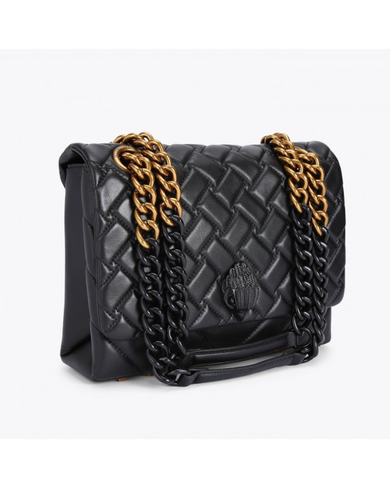 Kurt Geiger Large Kensington Kurt Black Leather Τσάντα Kurt Geiger Large Kensington Kurt Black Leather Τσάντα