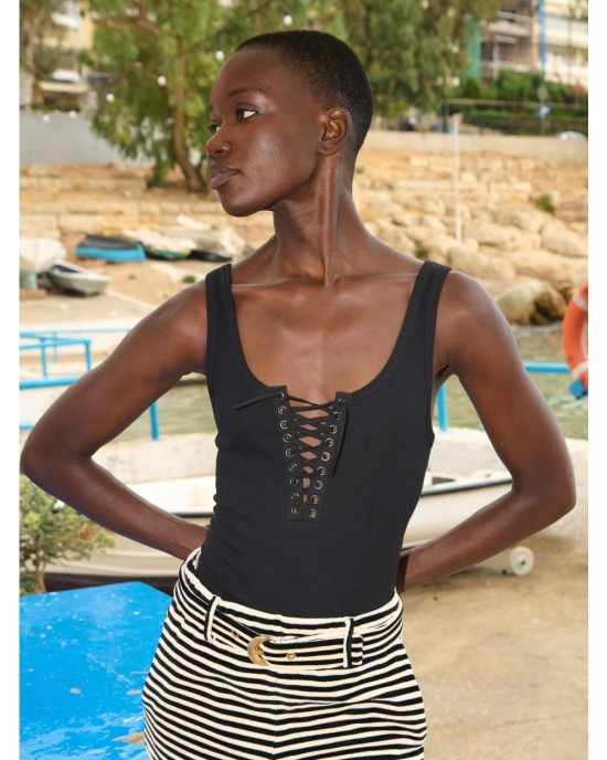Libelloula Alanis Black Tank Τοπ
