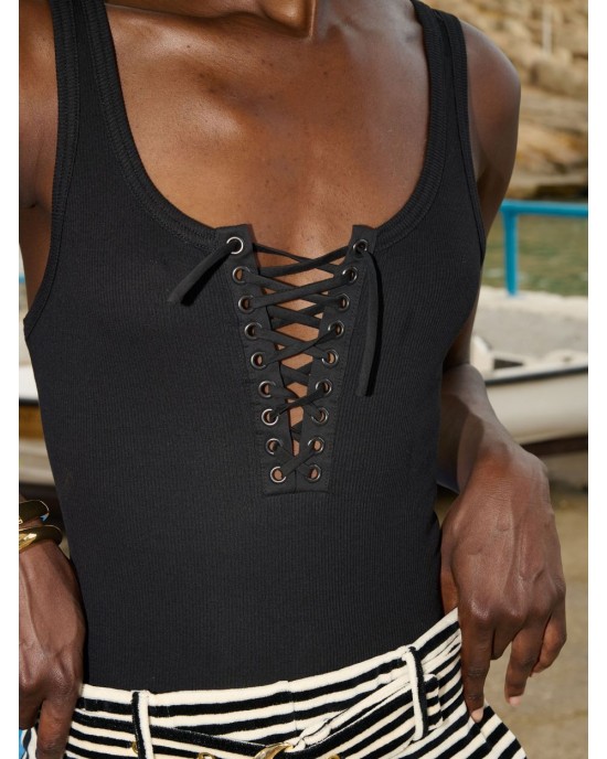 Libelloula Alanis Black Tank Τοπ