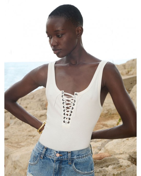 Libelloula Alanis White Tank Τοπ