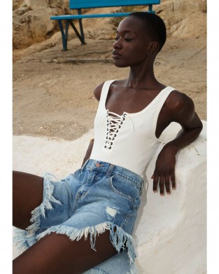 Libelloula Alanis White Tank Τοπ
