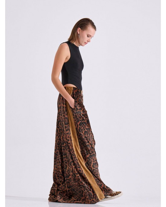 Libelloula Alma Leopard Velvet Wide Leg Παντελόνι Libelloula Alma Leopard Velvet Wide Leg Παντελόνι
